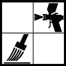 Mit Spritzpistole / Mit Pinsel