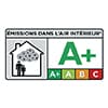 Information sur le niveau d'émission de substances volatiles dans l'air intérieur, sur une échelle de classe allant de A+ (très faibles émissions) à C (fortes émissions)