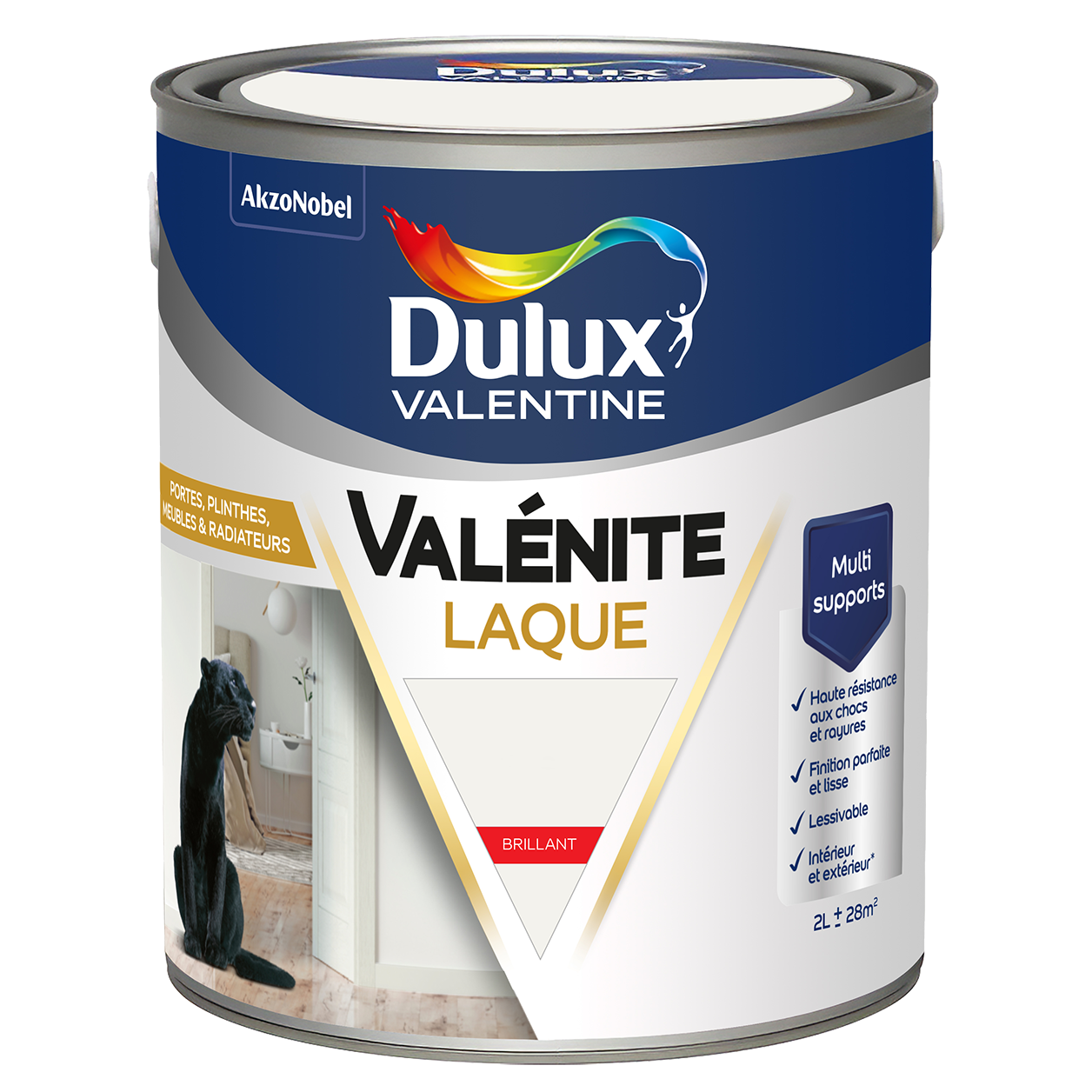 Laque boiseries et métal Valénite Dulux Valentine brillant blanc lin clair 2L main image 1