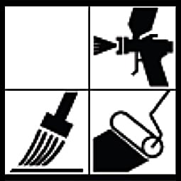 Application rouleau, brosse, pistolet