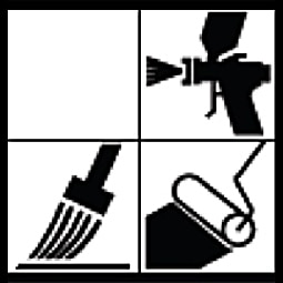 Application rouleau, brosse, pistolet