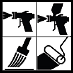 Application rouleau, brosse, pistolet, airless