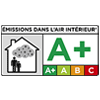Information sur le niveau d'émission de substances volatiles dans l'air intérieur, sur une échelle de classe allant de A+ (très faibles émissions) à C (fortes émissions)