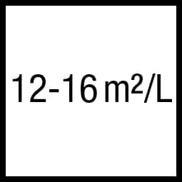 Theoretisch rendement: 12-16 m²/L