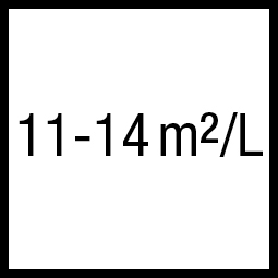 Theoretisch rendement: 11-14 m²/L