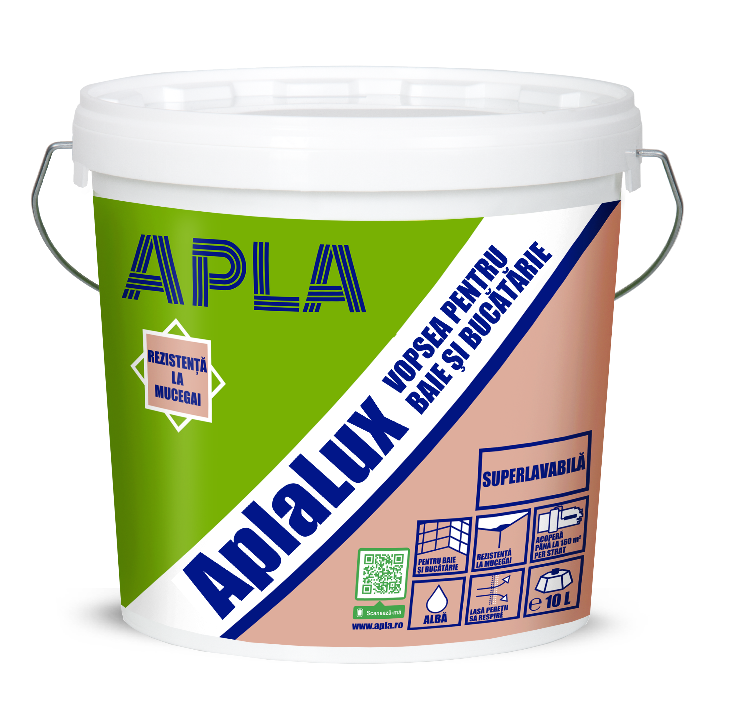 AplaLux Vopsea superlavabilă albă pentru baie și bucătărie