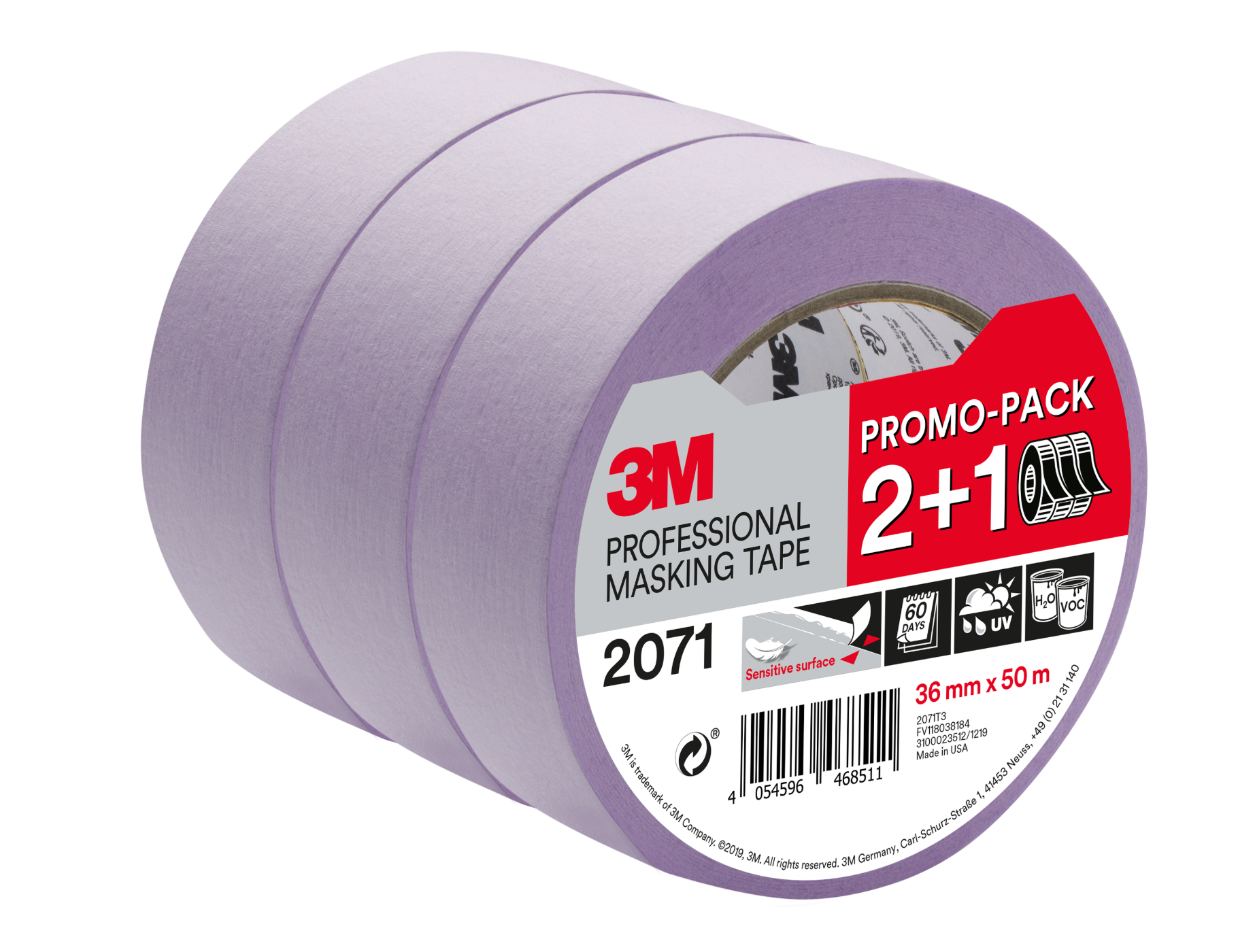 3M 2071 Sensitive Surfaces 36MM X 50M 2+1 3PK