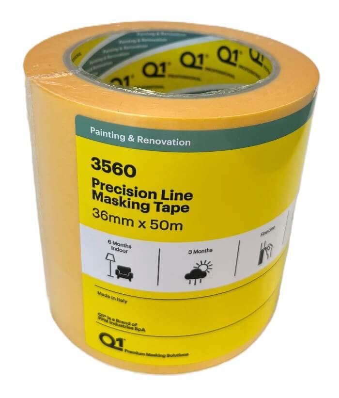Q1 Precision Line Masking Tape 36MM X 50M 3PK