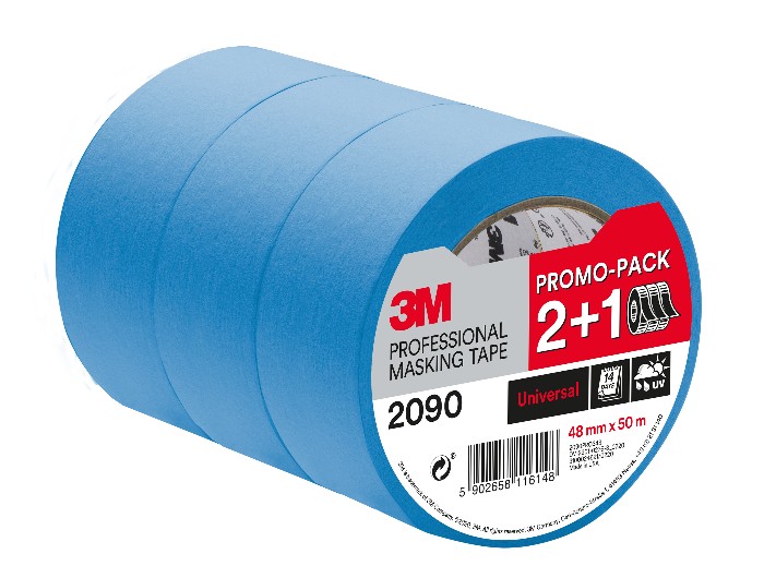 3M 2090 Blue Universal  Painter’s Tape - 3 Roll Value Pack