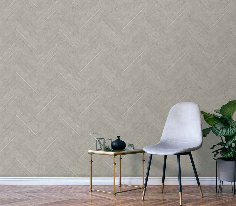 Galerie Enchanted Linen-Effect Herringbone  Wallpaper