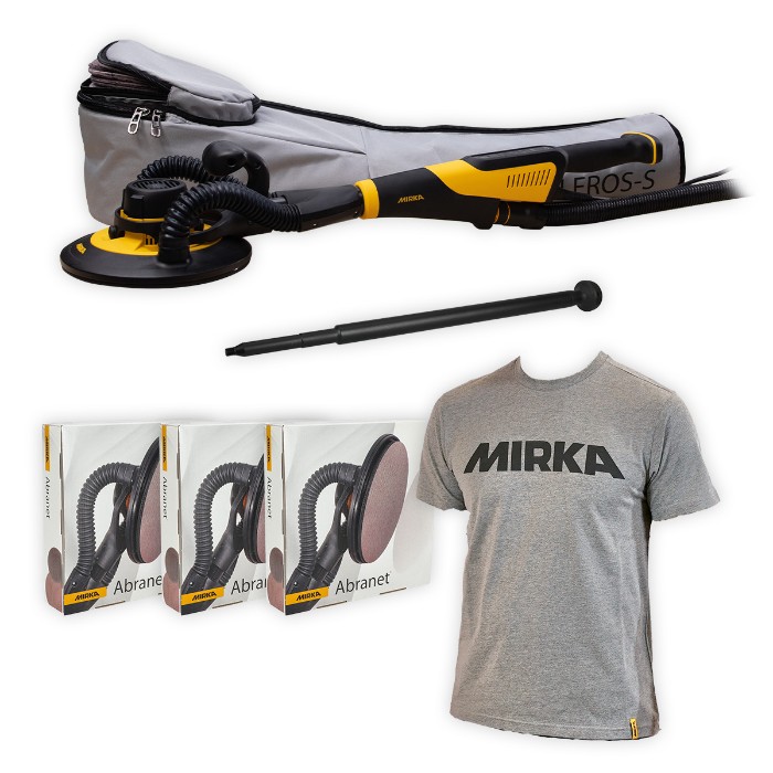 Mirka LEROS-S DV Deco Kit with Extension Shaft and T-shirt